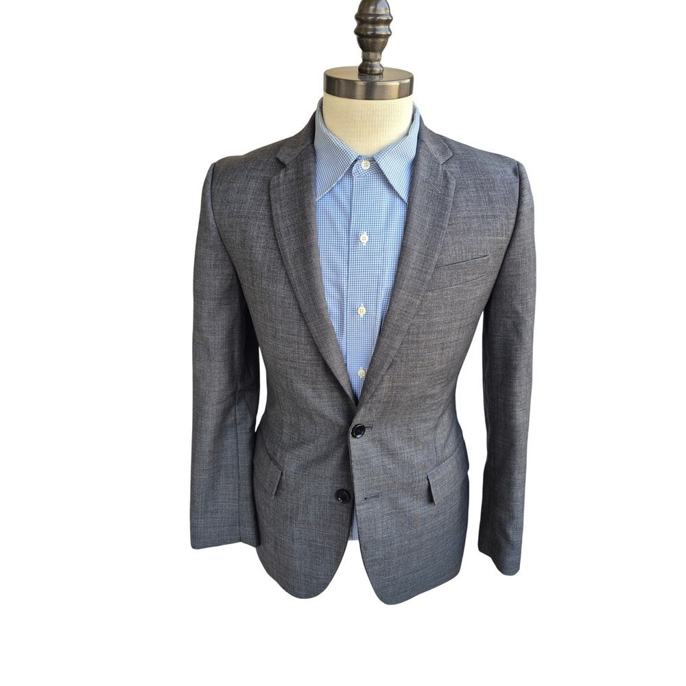 J.Crew Thompson Blazer Mens Sz 36 S Charcoal Grey Wool Two Button Suit Jacket